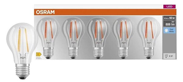 SADA 5x LED žiaroviek BASE CLASSIC FILAMENT A60 E27/7W/230V 4000K - Osram