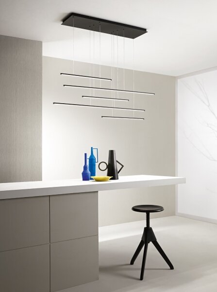 Ondaluce - LED stmievateľný luster na lanku GENIUS LED/72W/230V čierna