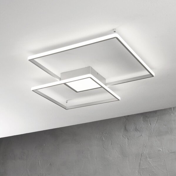 Ondaluce - LED Stmievateľné stropné svietidlo DOWEL LED/46W/230V 55x55 cm strieborné