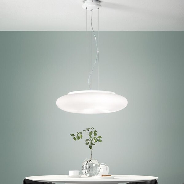 Ondaluce - Závesný luster na lanku DODI 2xE27/15W/230V, priemer 53 cm, biely