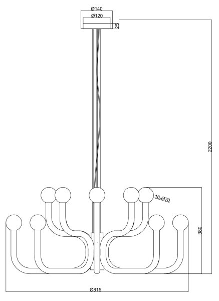 Ondaluce - Luster na lanku DERBY 16xG9/7W/230V pr. 81,5 cm zlatý