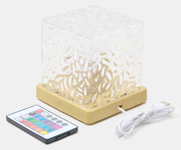 Sinsay - RGB LED dekoratívna stolová lampa v tvare kocky s efektom tečúcej vody - clear