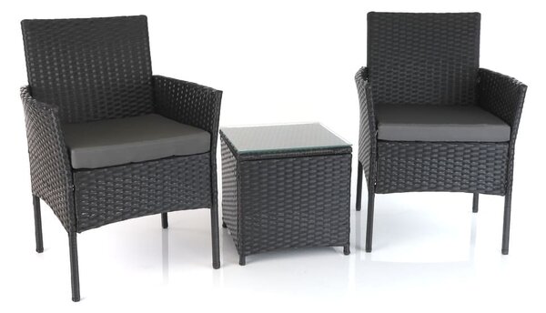 Záhradný balkónový set Nilo - 2 miesta, čierna