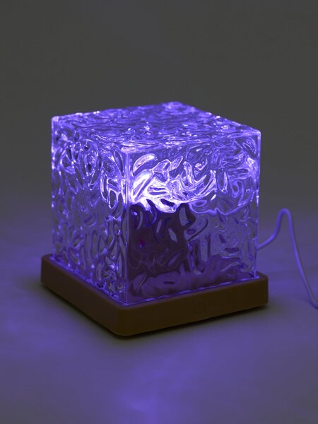 Sinsay - RGB LED dekoratívna stolová lampa v tvare kocky s efektom tečúcej vody - clear