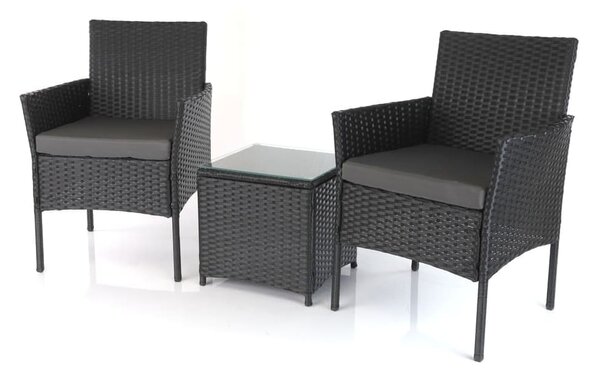 Záhradný balkónový set Nilo - 2 miesta, čierna