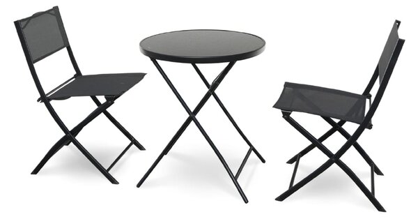 Záhradný balkónový set Macario - 2 miesta, čierna
