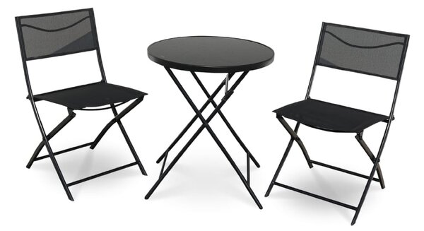 Záhradný balkónový set Macario - 2 miesta, čierna