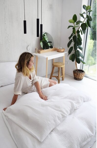Biele mušelínové obliečky na jednolôžko 140x200 cm Plain Muslin – Butter Kings