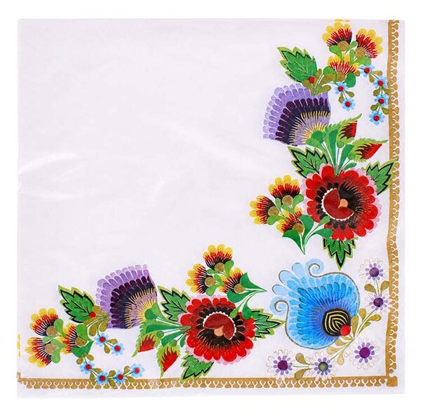 Servítky Slovenský folklór 20ks 33x33cm (Sada 20 servítok s pekným folklórnym vzorom)