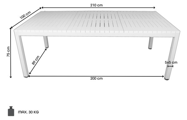YASU Svetlošedý – MODERNÝ OBDĹŽNIKOVÝ ZÁHRADNÝ STÔL (do kuchyne, kaviarne, záhrady), 210 cm
