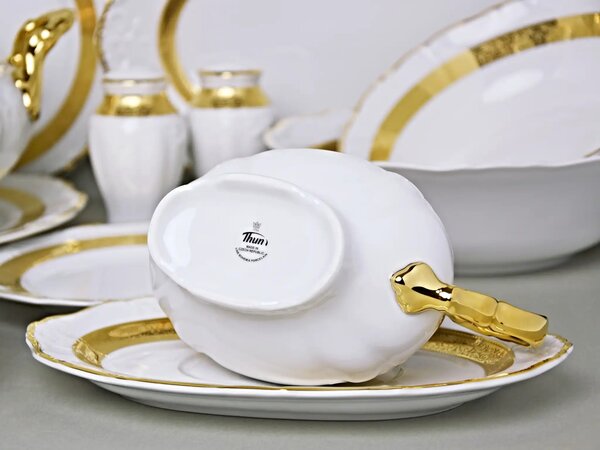 Maria Louise zlatá – luxusná 27-dielna obedová súprava z karlovarského porcelánu (Obedová súprava pre 6 osôb s bohatým zlatým dekorom)
