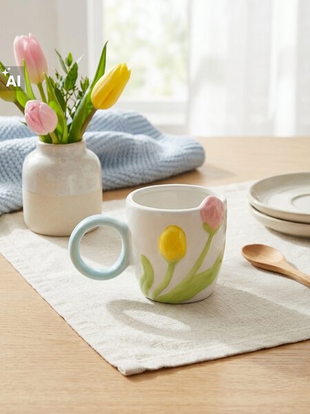Sinsay - Hrnček s motívom tulipánov - viacfarebná