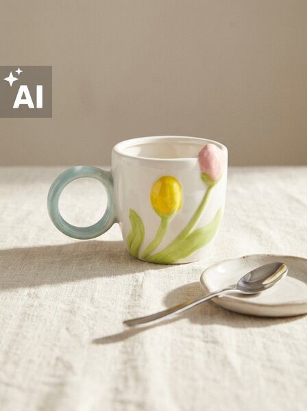 Sinsay - Hrnček s motívom tulipánov - viacfarebná