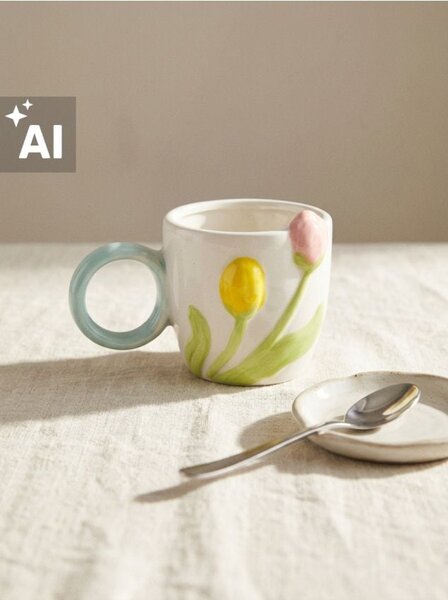 Sinsay - Hrnček s motívom tulipánov - viacfarebná