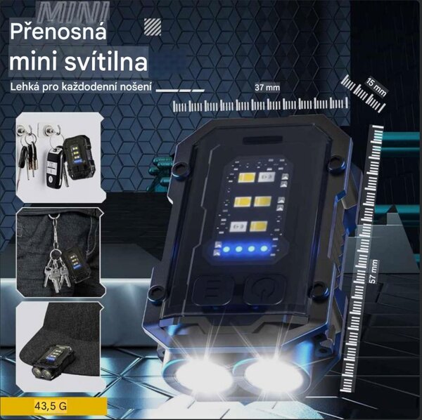 Bezdoteku Mini Maják modrá červená multifunkčné LED svetlo do vrecka