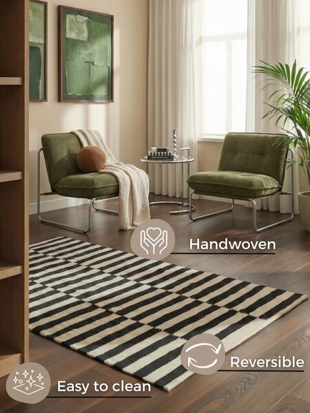 Hanse Home, Kusový koberec Vika 106207 Black White, 120x180, čiernobiela, obývacia izba
