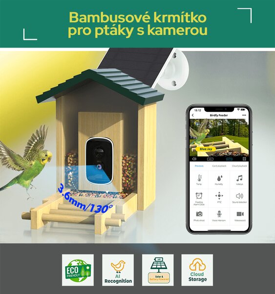 Bezdoteku Vtáčie oko múdre krmítko na okno s kamerou Sýkorka