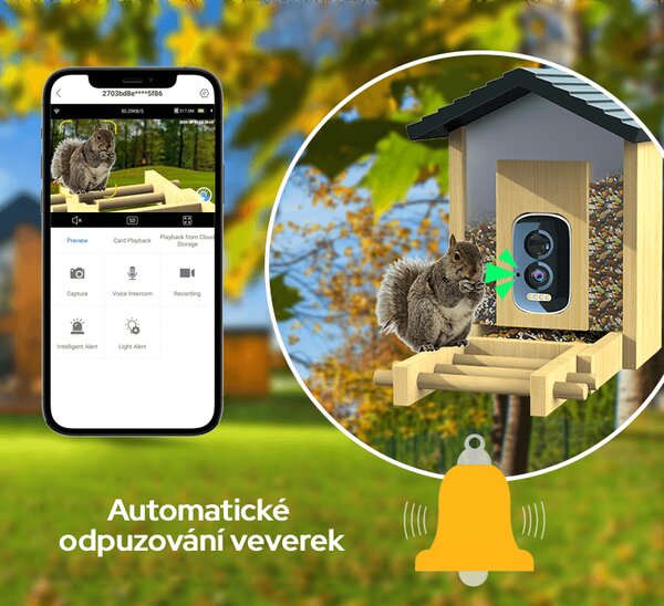 Bezdoteku Vtáčie oko múdre krmítko na okno s kamerou Sýkorka