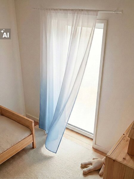 Sinsay - Polopriehľadný záves s ombre efektom - modrá