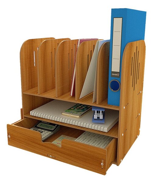DIY zakladač na dokumenty A4 so zásuvkou tmavé drevo B20 Svetlé drevo