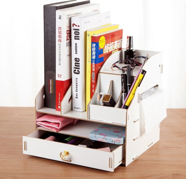 DIY organizér na dokumenty so širokou zásuvkou biely Biela
