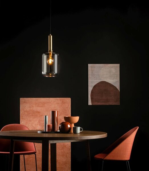 Lucide 45494/01/65 závesné stropné svietidlo Joanet 1x40W | E27 - dymovo šedá, sklo