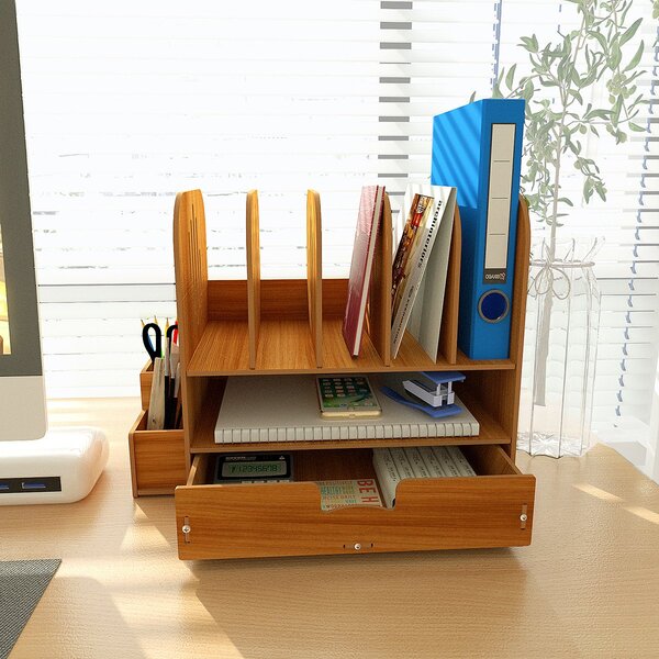DIY zakladač na dokumenty A4 so zásuvkou tmavé drevo B20 Svetlé drevo