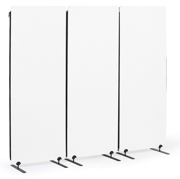 Akustický paraván, deliaca stena 160 x 60 cm, 3 ks v balení, 100% polyester, spojiteľná na zips, biela