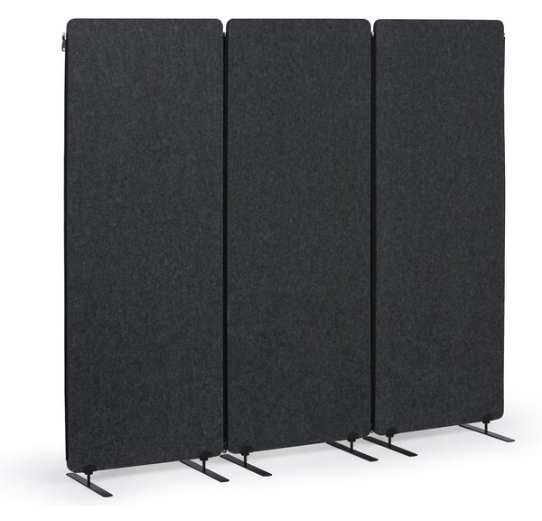 Akustický paraván, deliaca stena 160 x 60 cm, 3 ks v balení, 100% polyester, spojiteľná na zips, grafit