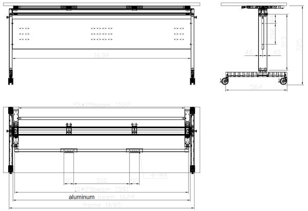Mobilný stôl PRIMO MOBI, 180x60 cm, biela podnož, buk