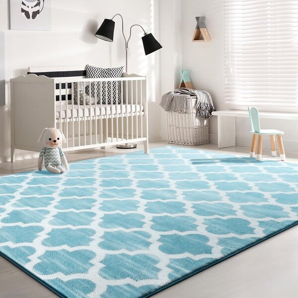 Tutumi Plyšový koberec Clover Baroc modrý, veľkosť 120x170
