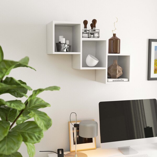 Ak furniture Sada 3 políc Star biela