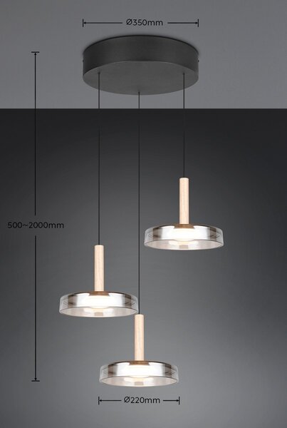 Trio T354930332 LED závesné stropné svietidlo CELESTE | 3x7,5W integrovaný LED zdroj | 3x750lm | 3000K