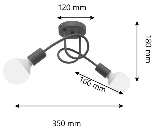 Detský prisadený luster OXFORD 2xE27/15W/230V šedá