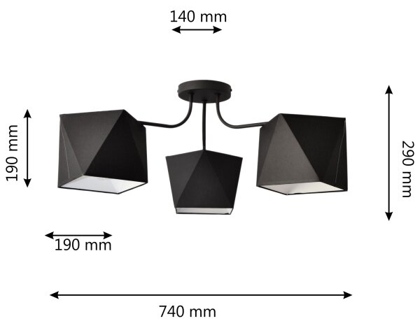 Luster ADAMANT 3xE27/15W/230V čierna