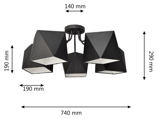 Luster ADAMANT 5xE27/15W/230V čierna
