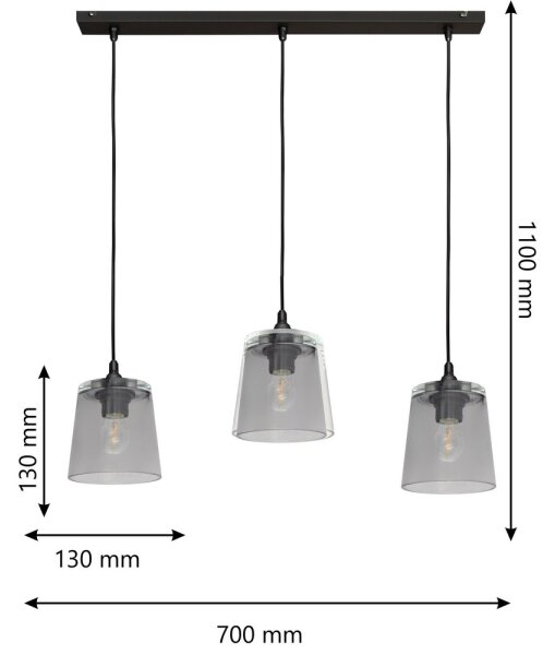 Luster na lanku LUCEA 3xE27/15W/230V