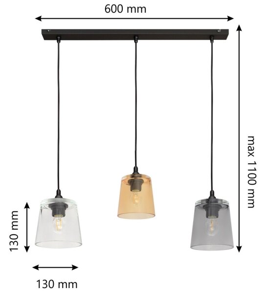 Luster na lanku LUCEA 3xE27/15W/230V