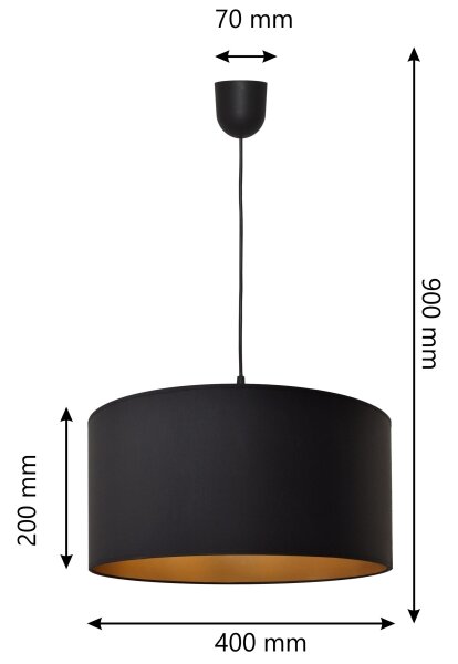 Luster na lanku ALBA 1xE27/15W/230V pr. 40 cm čierna/zlatá