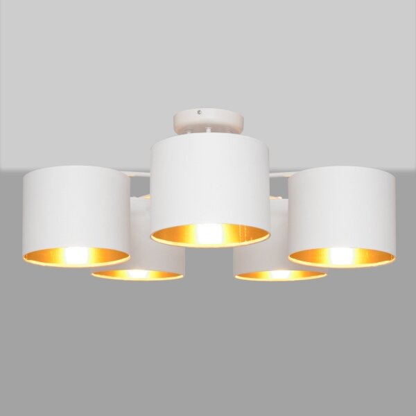 Luster prisadený ALBA 5xE27/15W/230V biela/zlatá