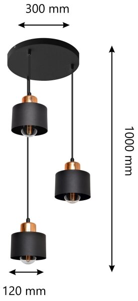 Luster na lanku EDISON 3xE27/15W/230V