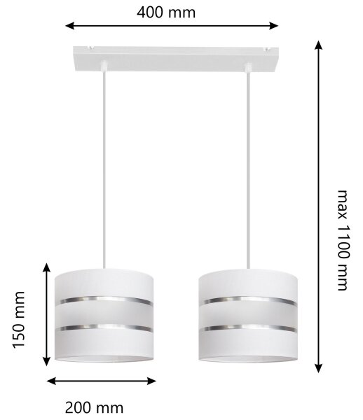 Luster na lanku HELEN 2xE27/15W/230V biela