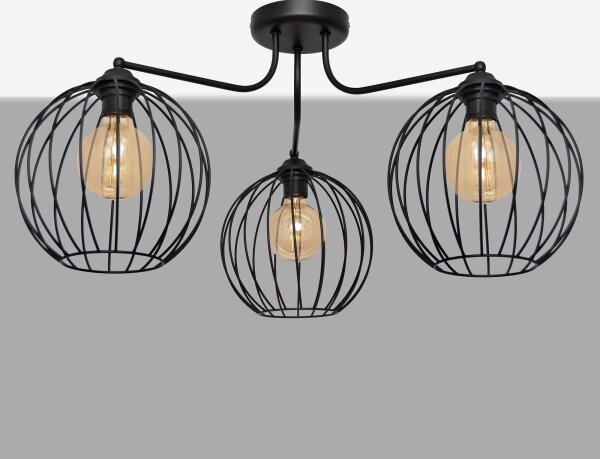 Luster prisadený MERCURE 3xE27/15W/230V čierna
