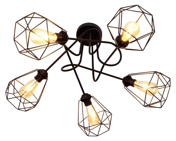 Prisadený luster KARO 5xE27/15W/230V čierna
