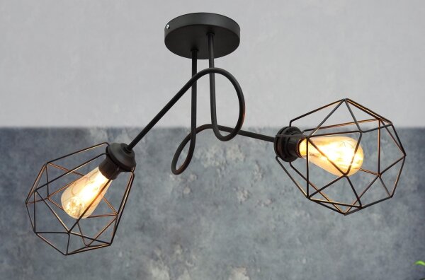Prisadený luster KARO 2xE27/15W/230V čierna