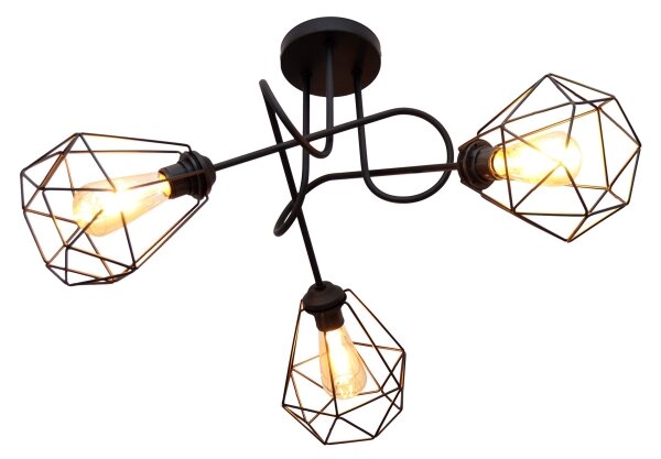Prisadený luster KARO 3xE27/15W/230V čierna
