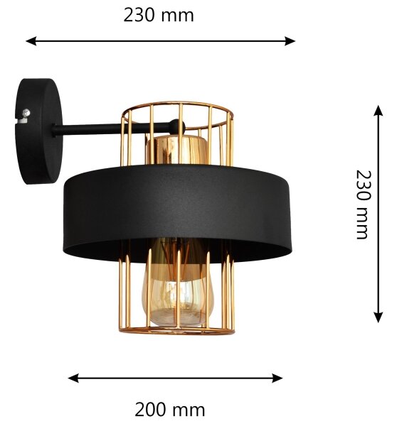 Nástenná lampa VOLTA 1xE27/15W/230V 23 cm čierna/zlatá
