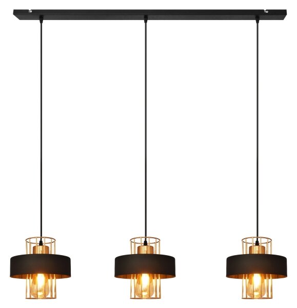 Luster na lanku VOLTA 3xE27/15W/230V čierna/ružové zlato