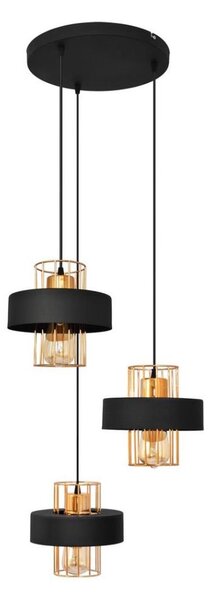 Luster na lanku VOLTA 3xE27/15W/230V čierna/zlatá