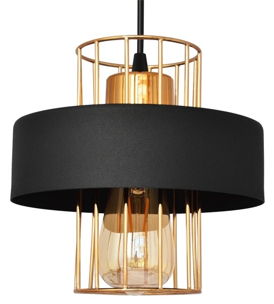 Luster na lanku VOLTA 1xE27/15W/230V čierna/zlatá